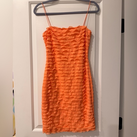Orange Ruffled Dress - Picture 1 of 3